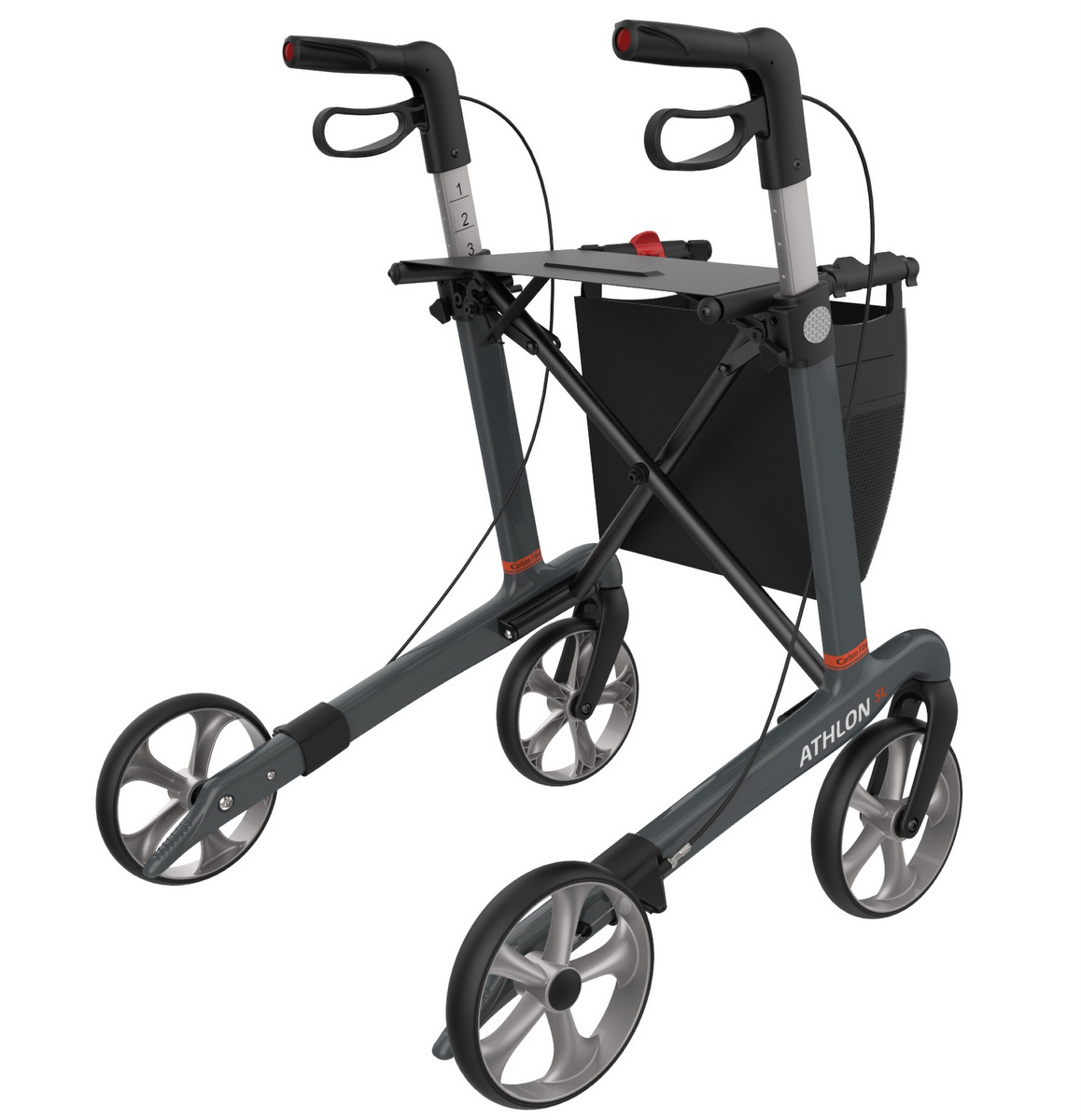 Rollator Grå Athlon Kulfiber 5,2 kg - Billede 5