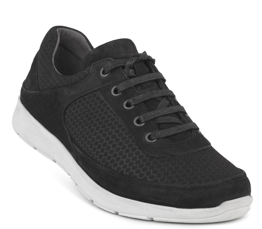 New Feet Sort Textil Og Læder Snøresko
