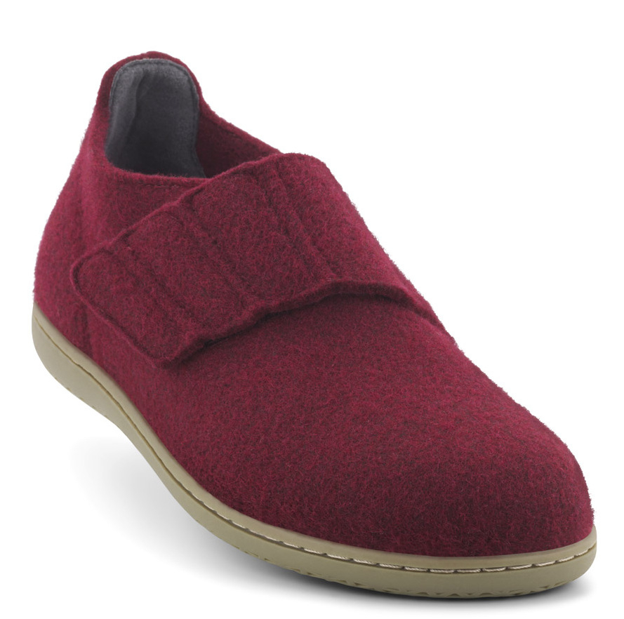 New Feet Mørkrød Hjemmesko Filtet Uld