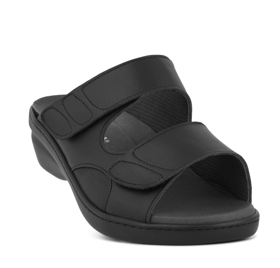 New Feet Slipper Sort Glat Læder