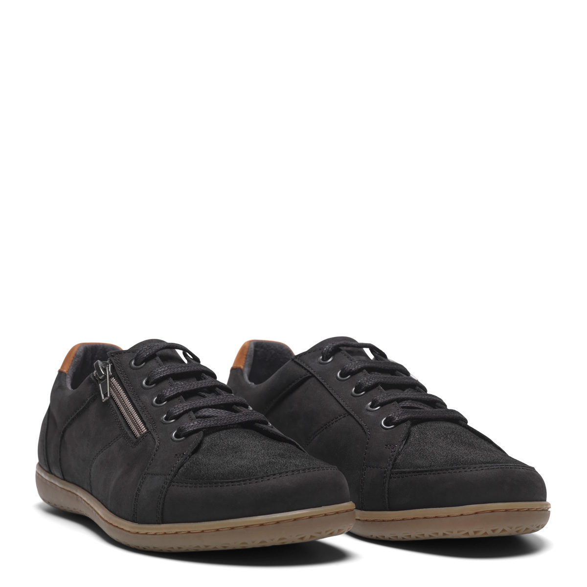 New Feet Sko Nubuck Sort Med Lynlås