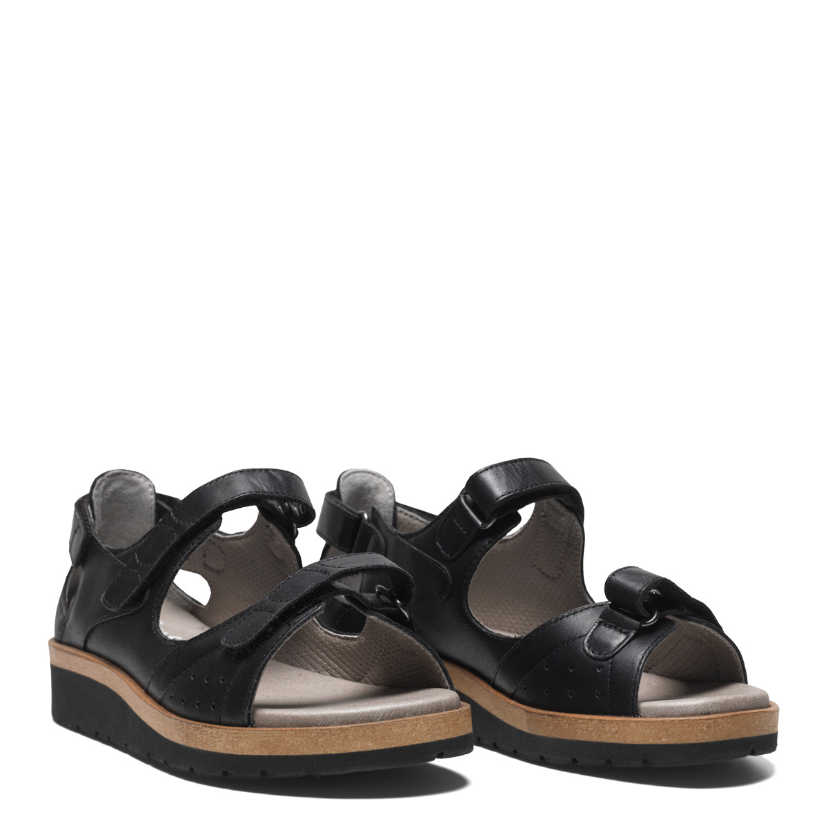 New Feet Sandal Sort Læder Glat