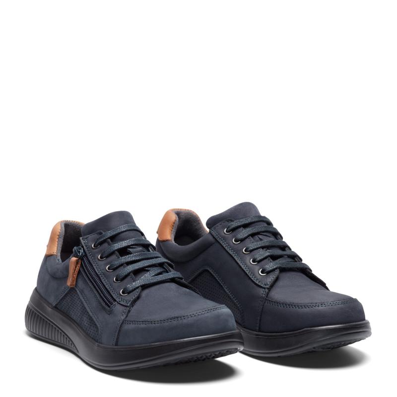 New Feet Sko Nubuck Mørkeblå Med Lynlås