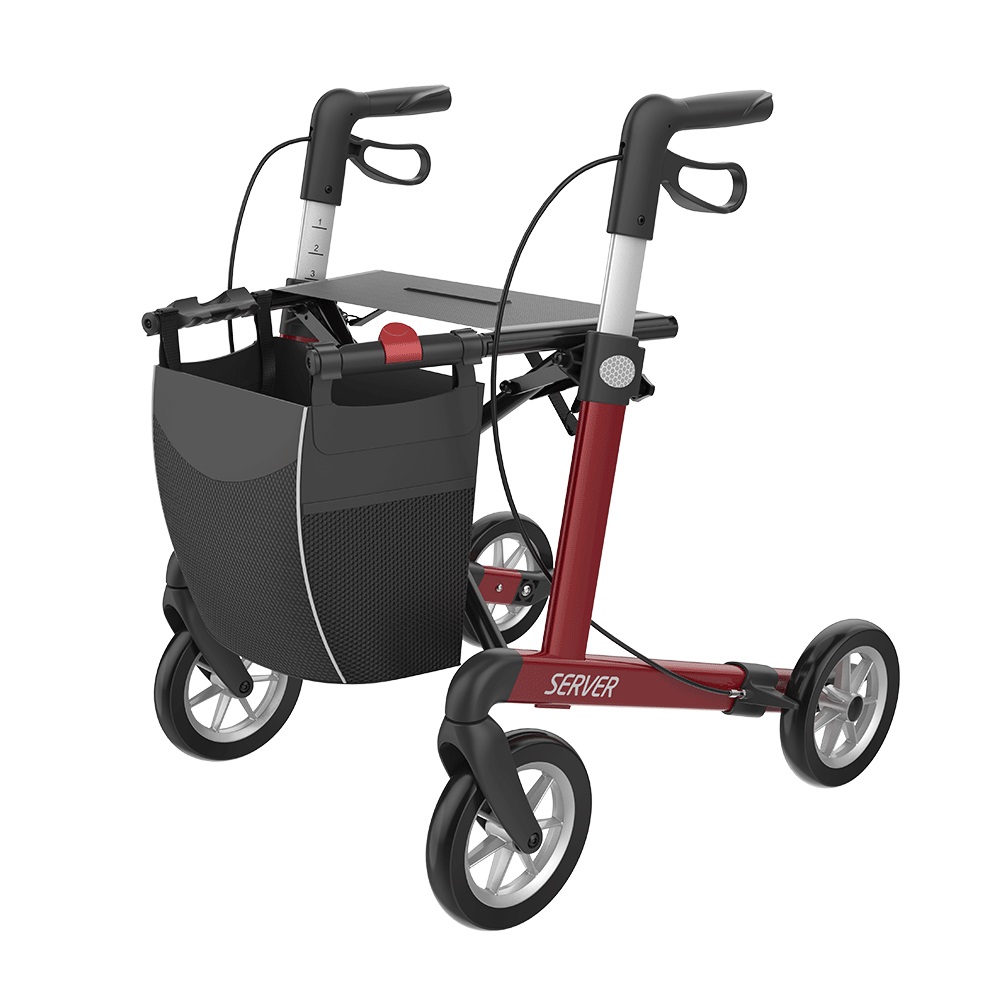 Lav Rollator Server Rød med Soft hjul - Billede 5