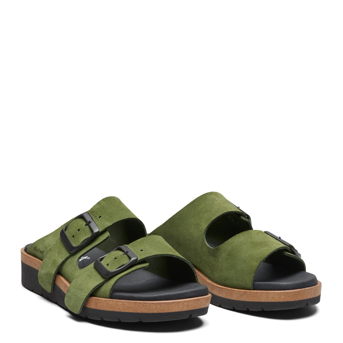 New Feet Grøn Slipper Ruskind