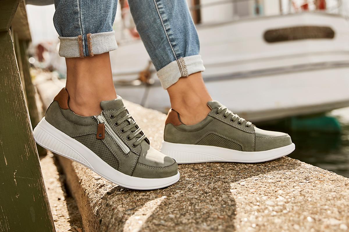 New Feet Armygrøn Sko Nubuck - Billede 5