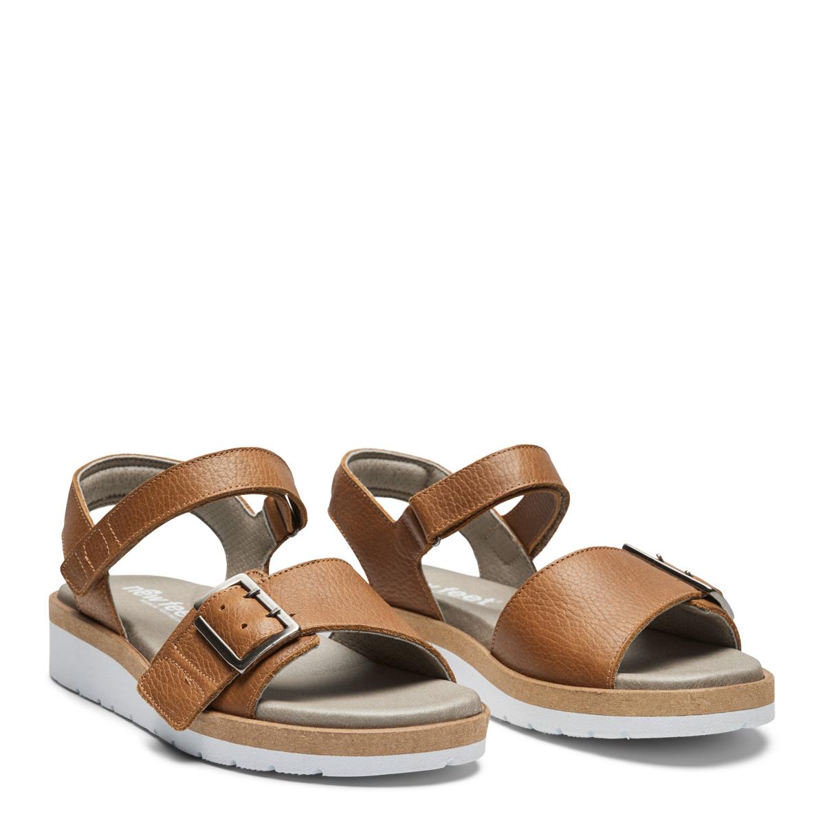 New Feet Cognac Sandal Glat Læder