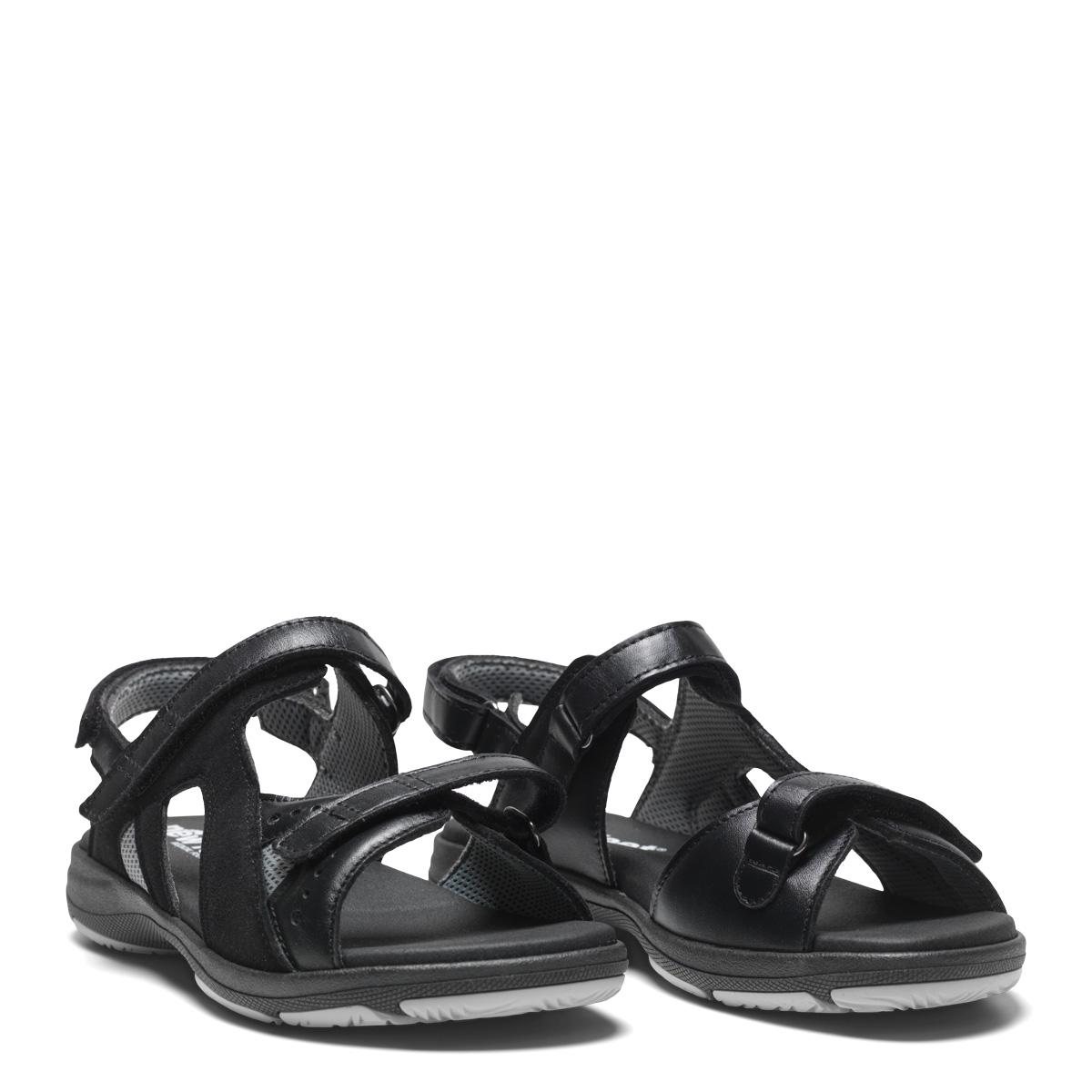 New Feet sort Sandal med 3 velcroremme