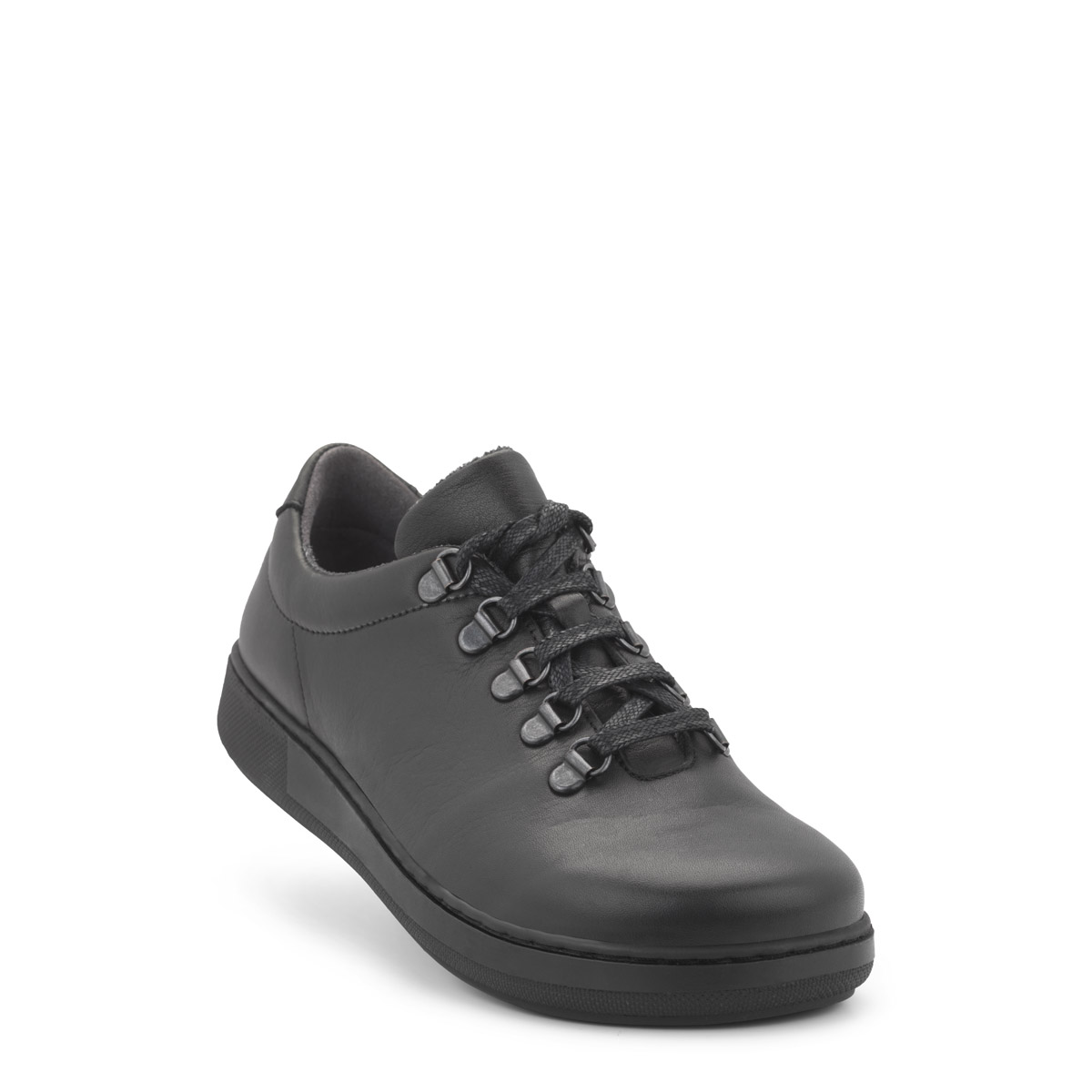 New Feet Sort Snøresko, glat læder