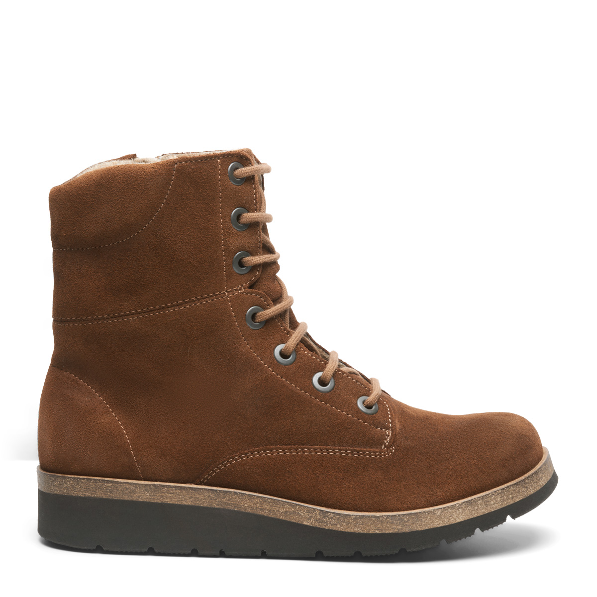 New Feet Brun Snørestøvle Glat Læder - Billede 5