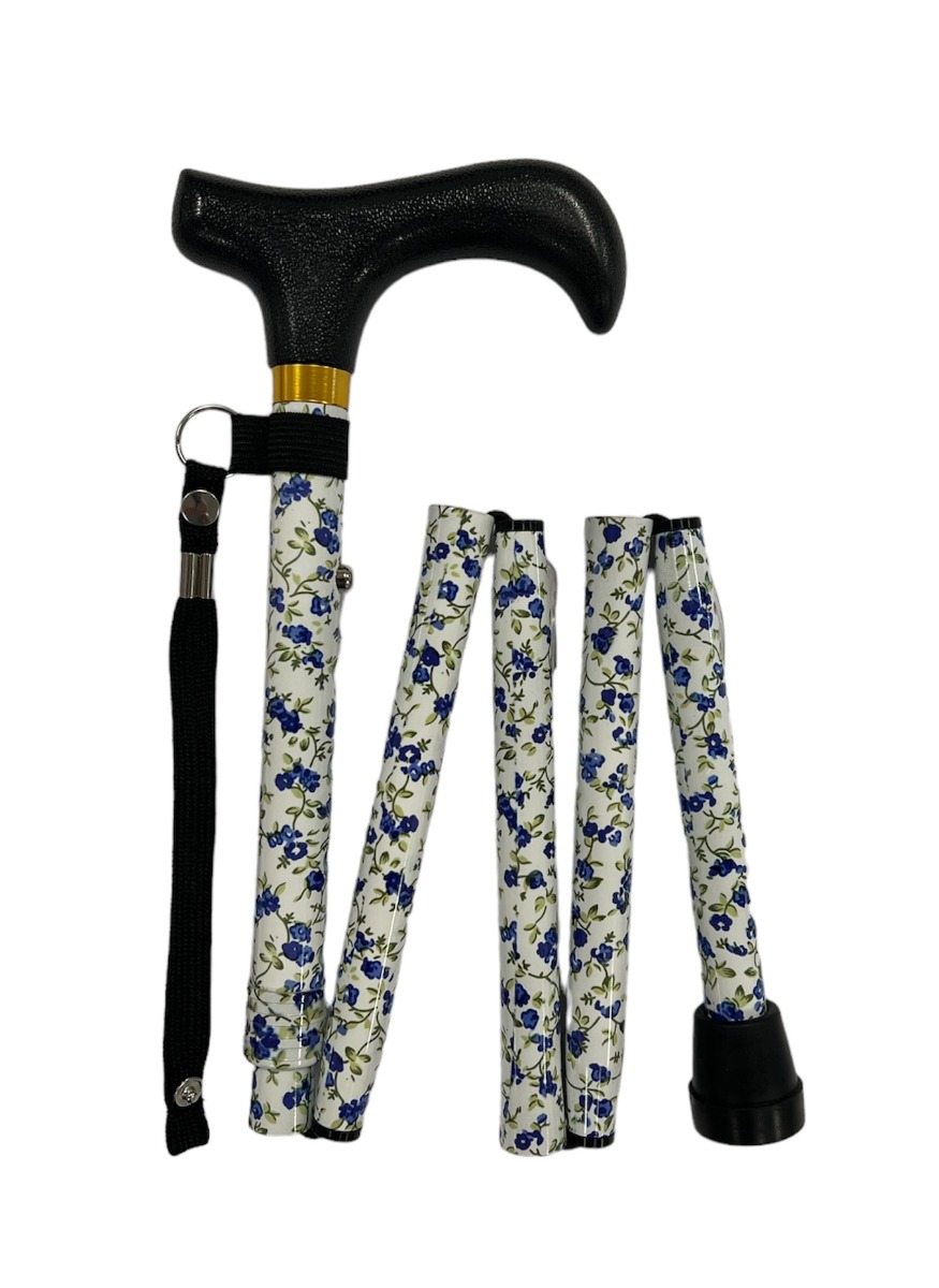 Lav Stok Blå Blomster Design Foldsammen