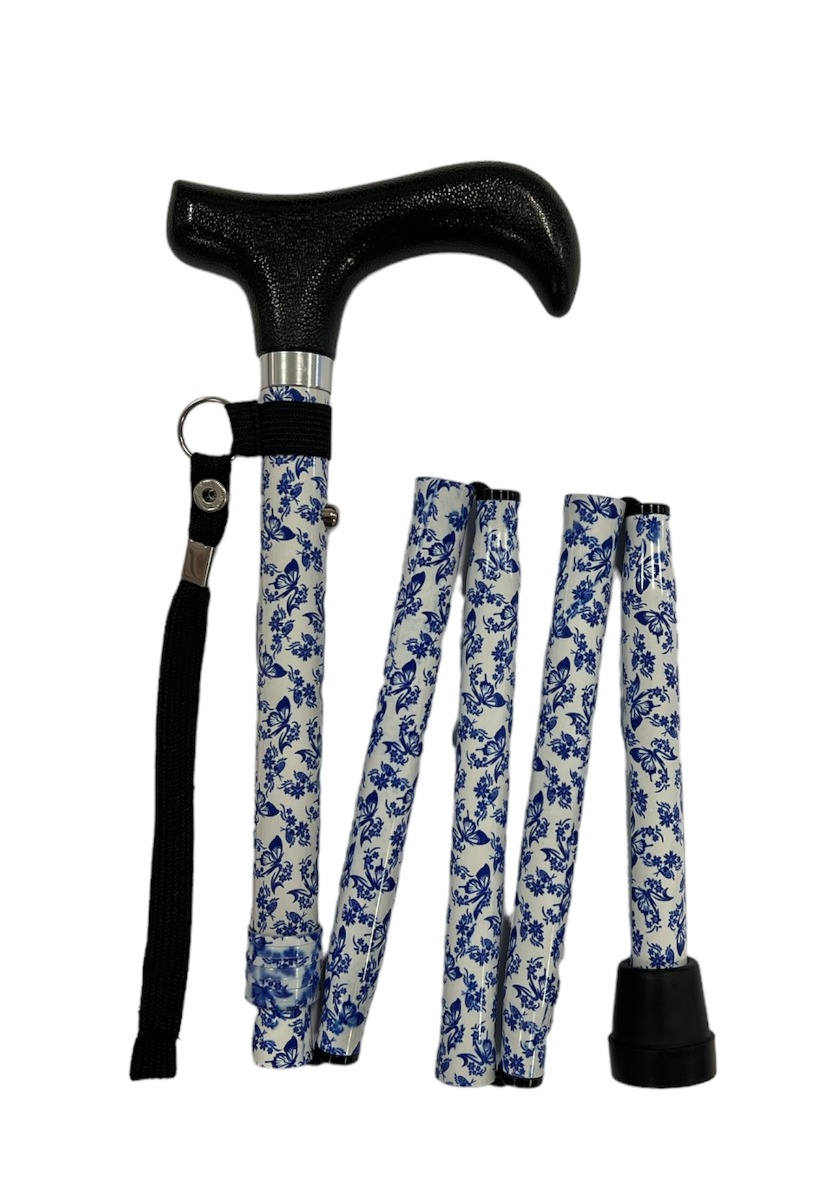 Stok Blå/Hvid Med Sommerfugle Foldsammen