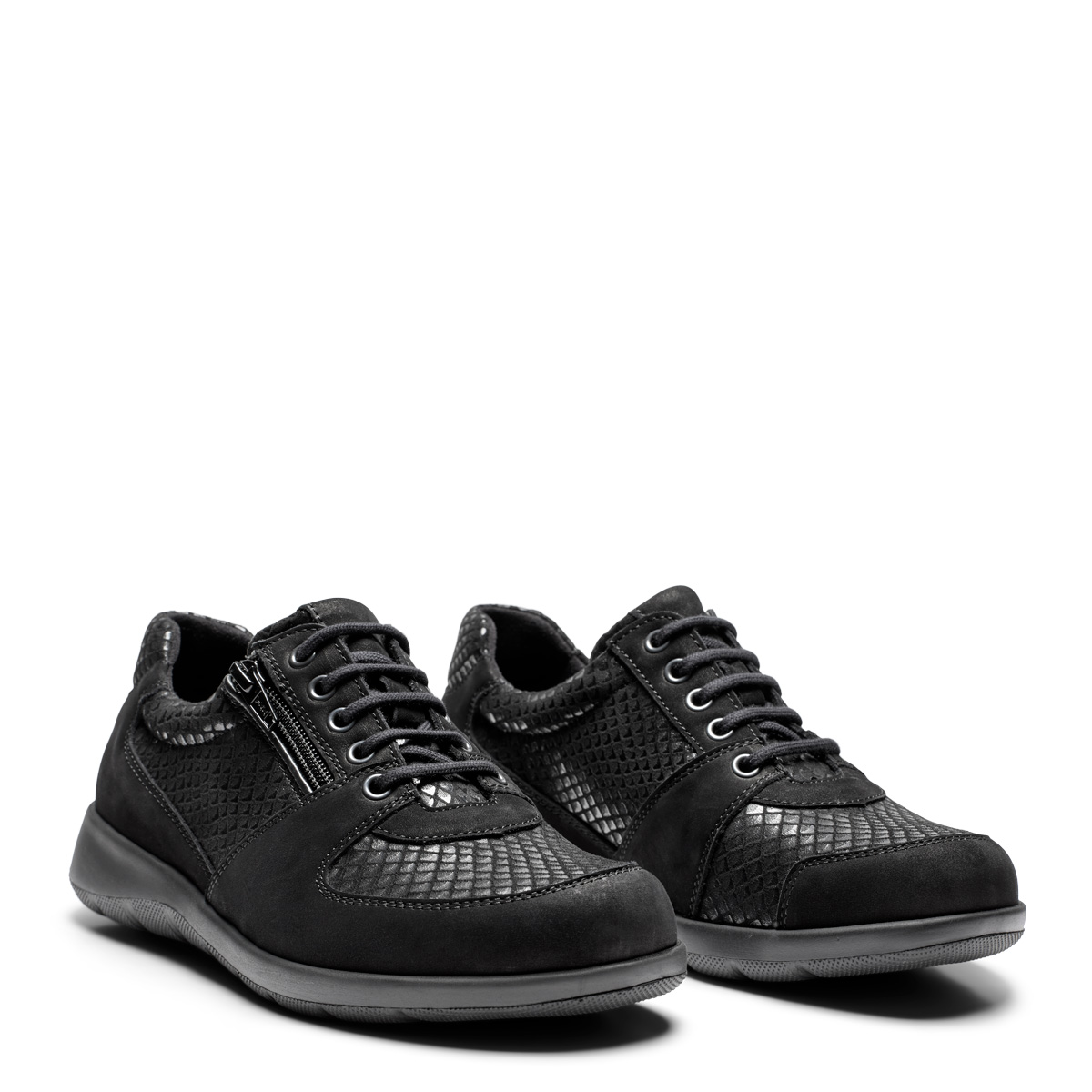 New Feet Sort Sko Med Textilstretch