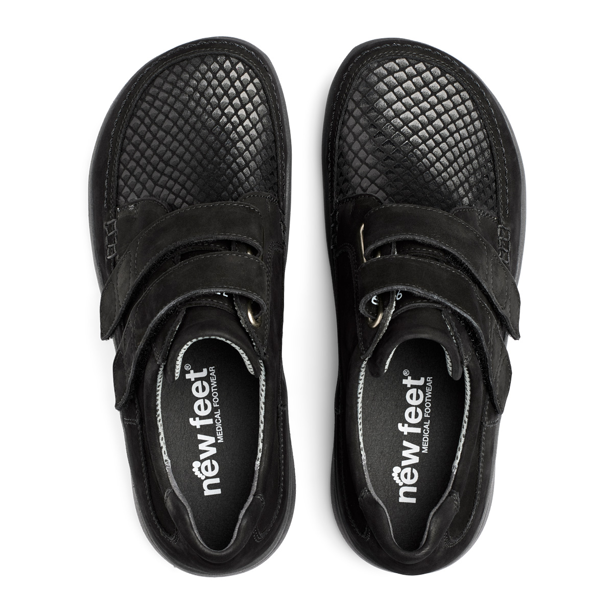 New Feet Sort Sko Kalveskind Med Stretch - Billede 5
