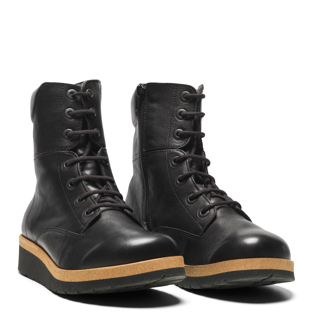 New Feet Sort Snørestøvle Glat Læder