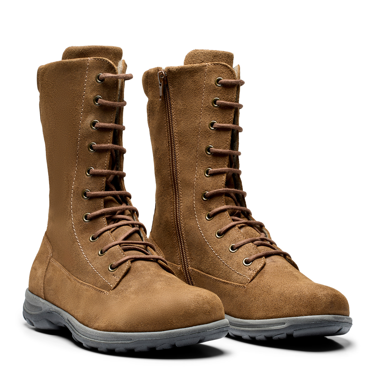 New Feet Cognac Snørestøvle Ruskind