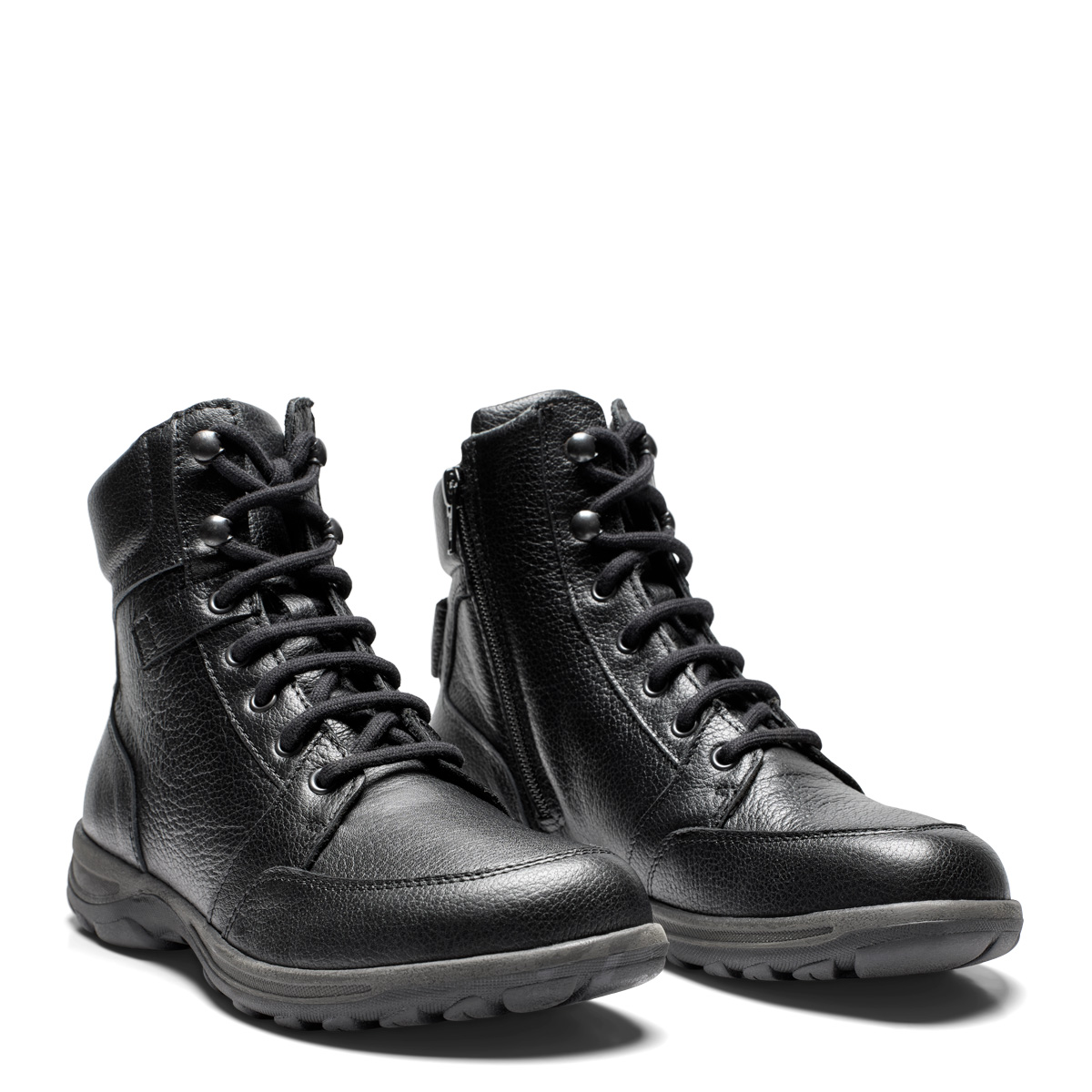 New Feet Kort Sort Støvle Glat Læder
