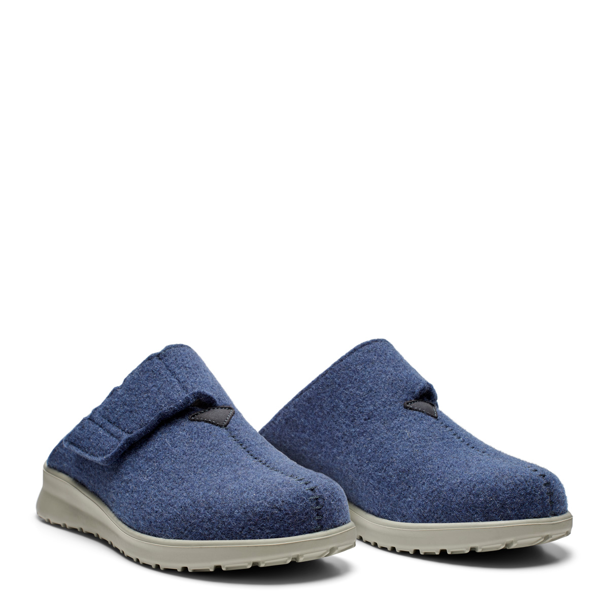 New Feet Blå Filtsko Med Velcrorem