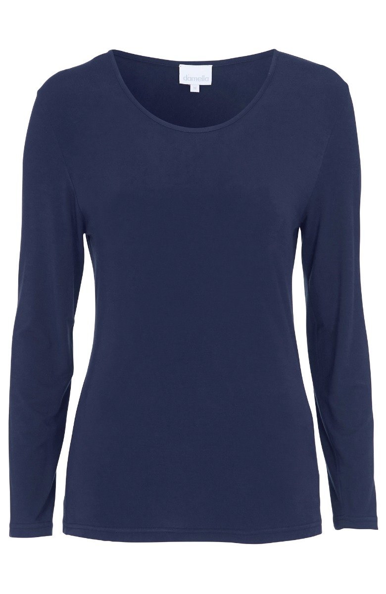 Damella Top Navy Lange Ærmer