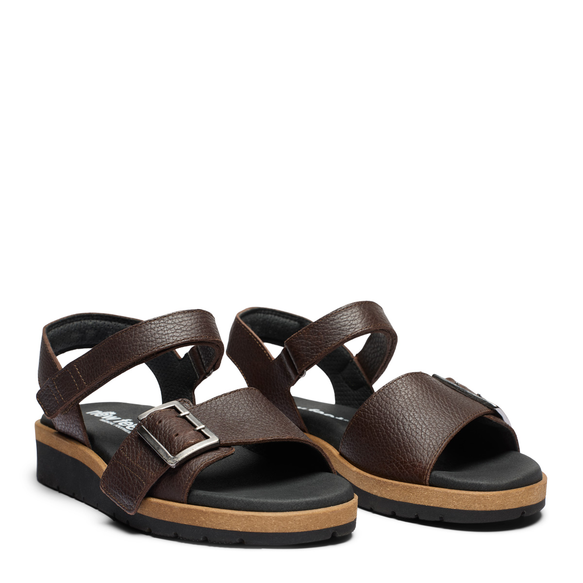 New Feet Brun Sandal Med Glat Læder