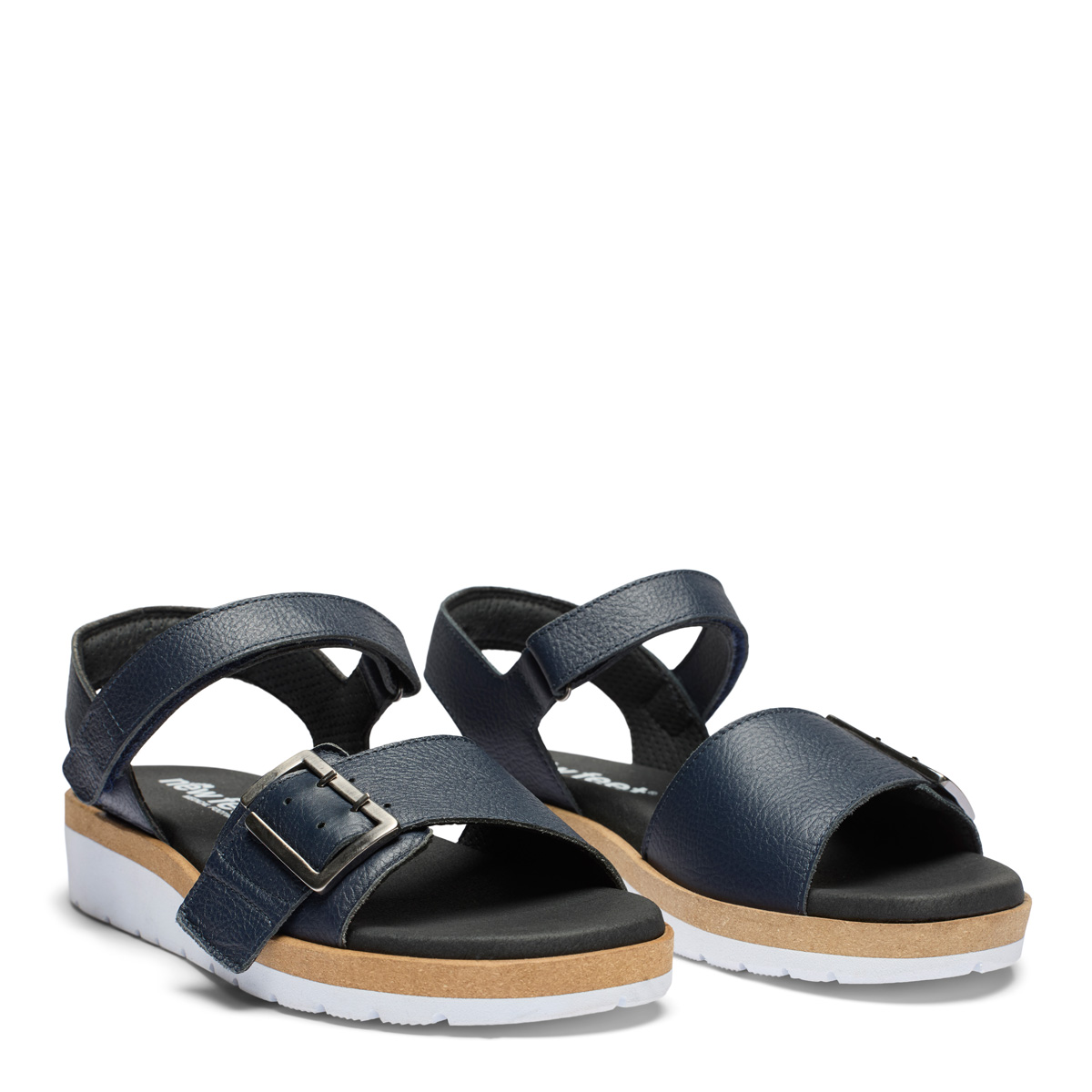 New Feet Blå Sandal Glat Læder