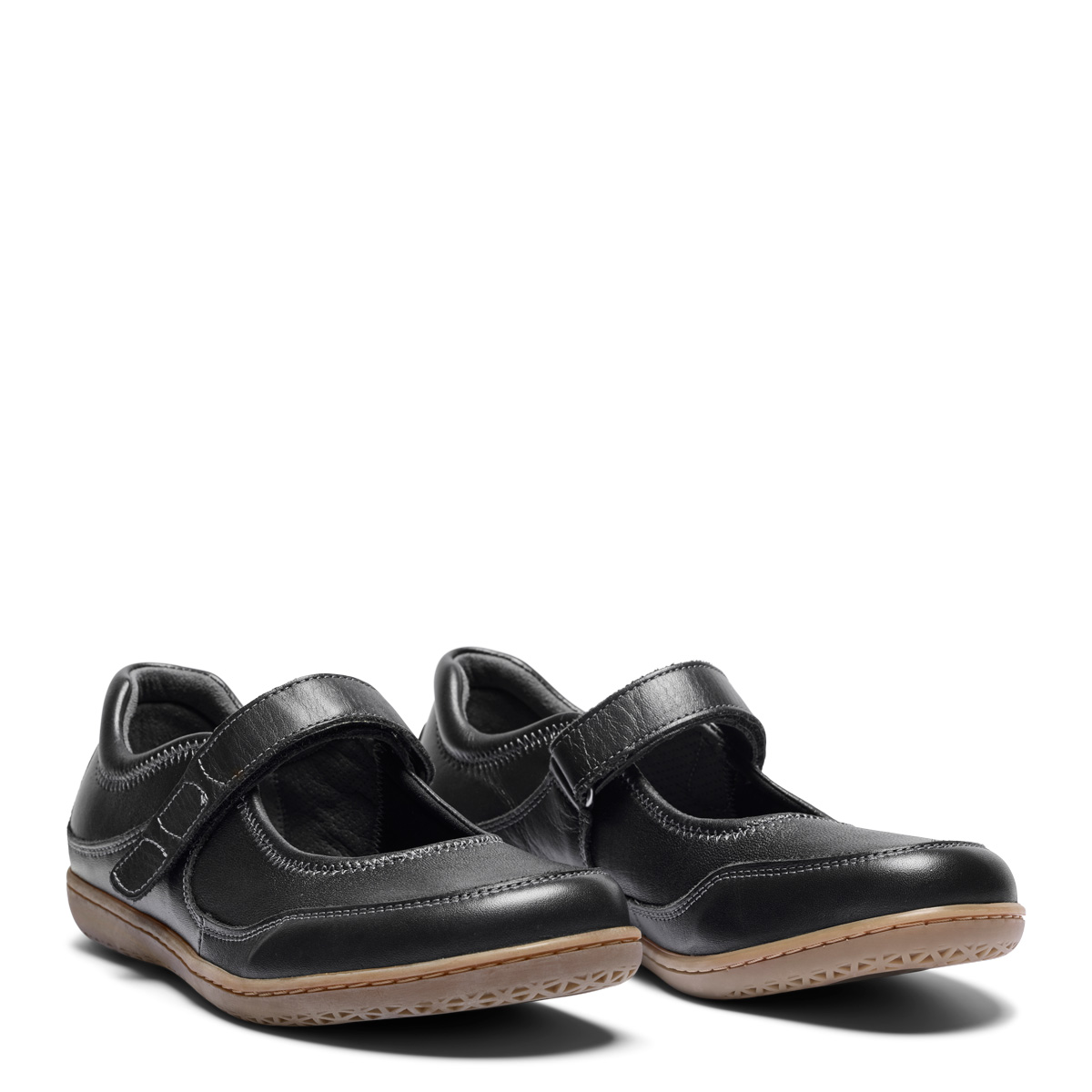 New Feet Sort Ballerina M/Stretch Læder