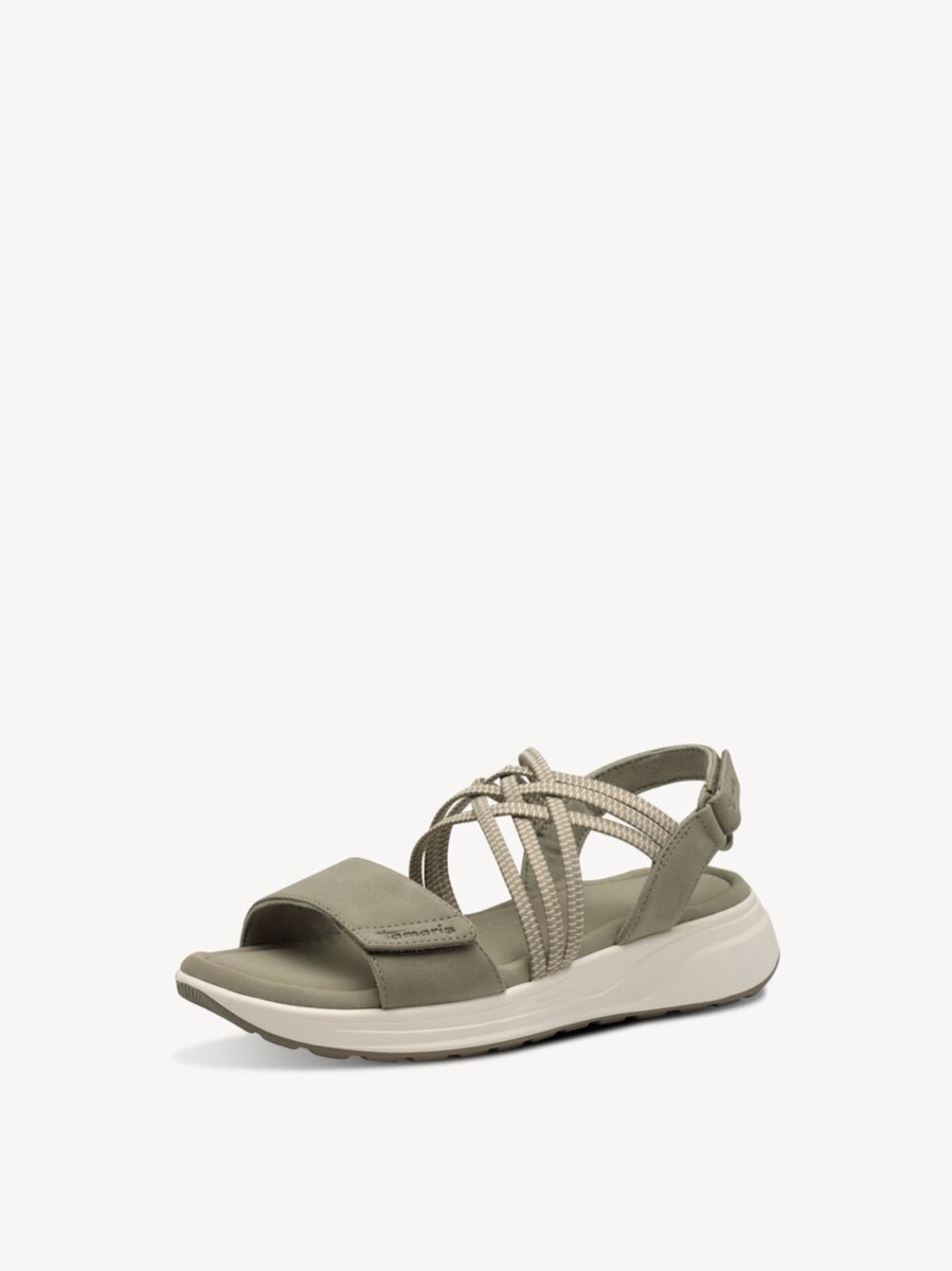 Tamaris Oliven Sandal Med Velcroremme