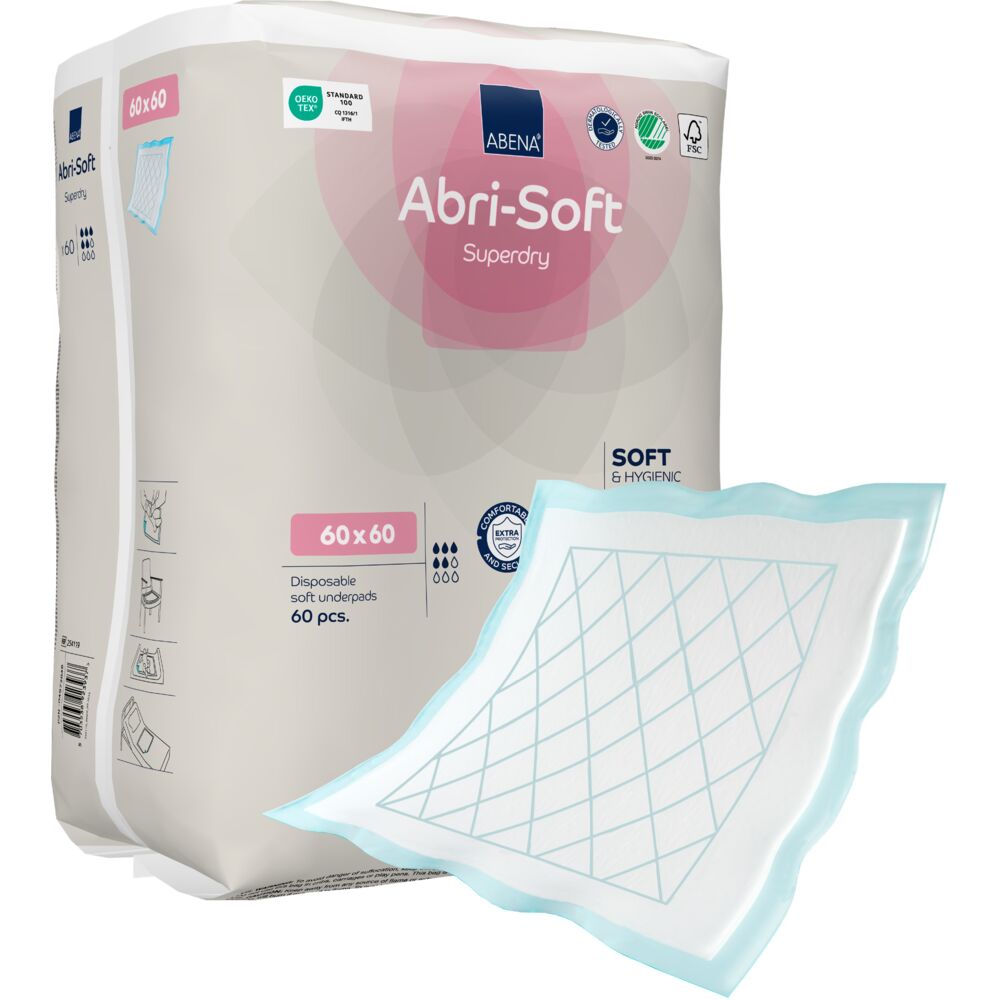 ABENA Underpads Superdry, 60x60cm, med SAP, 60 stk. underlag
