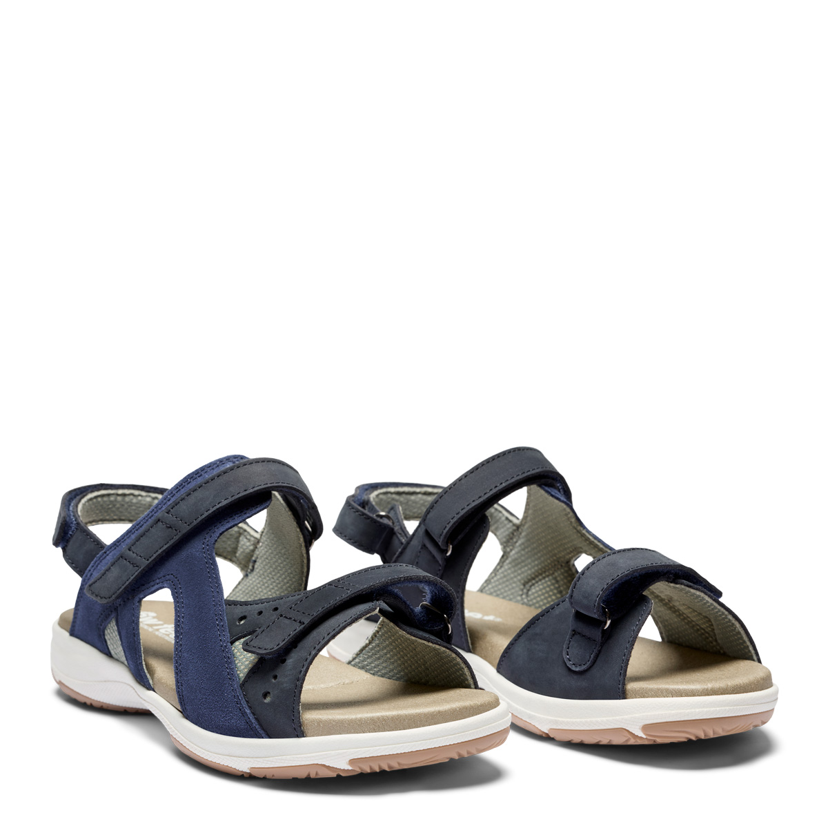 New Feet Blå Sandal Med Læder I Nubuck