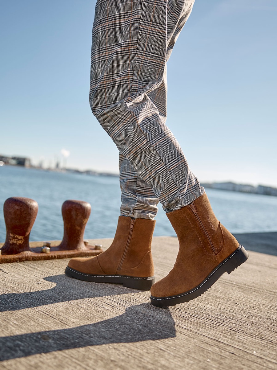 New Feet Cognac Støvle Med 2 lynlåse - Billede 6