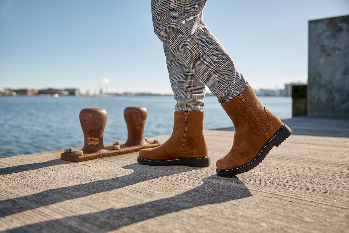 New Feet Cognac Støvle Med 2 lynlåse - Billede 5