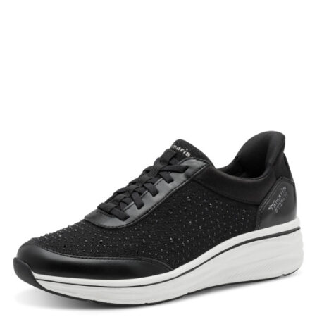 Tamaris Sort Step-in Sneaker Textil Og Læder