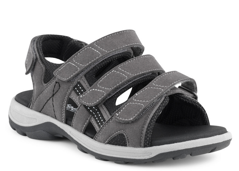1-06n161-m-gry-fl New Feet Sandal Grå mikrofiber - Billede 1