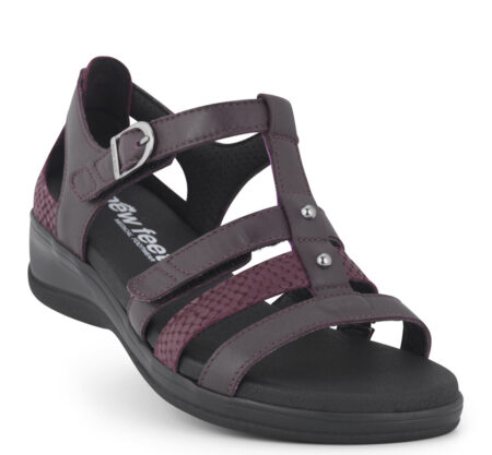 New Feet Dark Wine Sandal m/hælkappe
