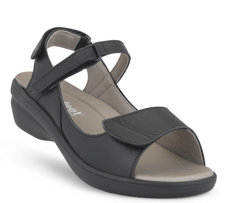 1-171-33-110-b New Feet Sandal Sort glat læder - Billede 1