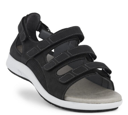 New Feet Sandal med hælkappe i sort læder