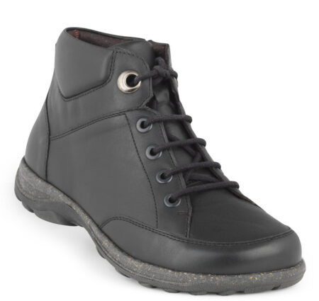 New Feet Bred Snørestøvle sort m/stretch