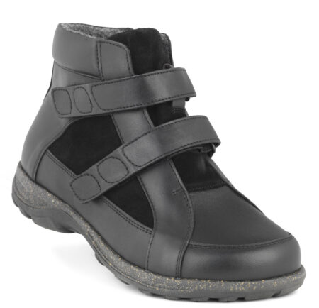 New Feet Bred Støvle sort m/velcro og stretch