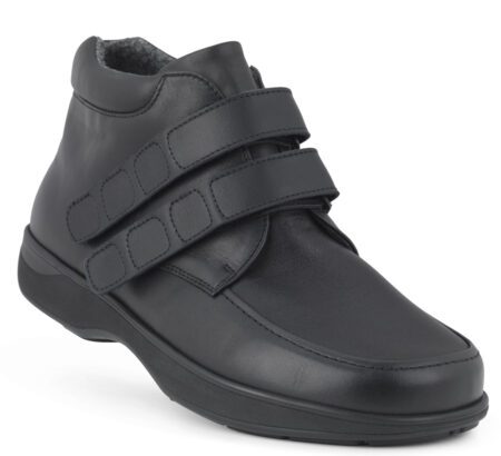 New Feet Bred Herrestøvle sort m/velcro og stretch