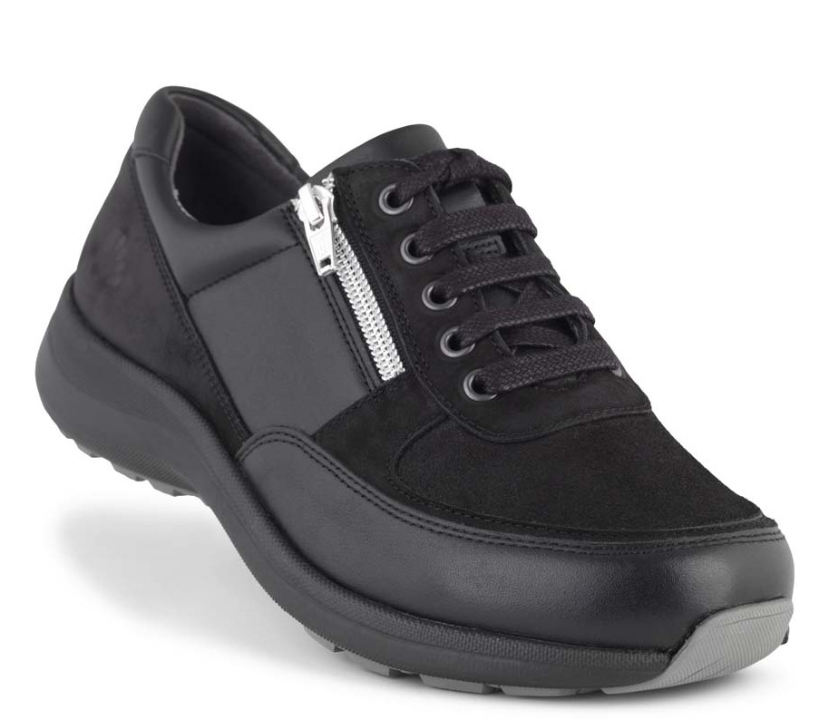 1-181-37-210_b New Feet Sort Snøresko m/stretch - Billede 1