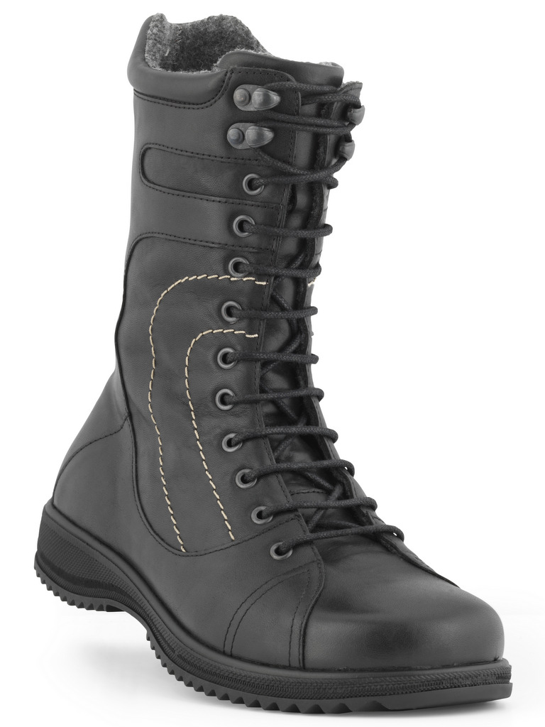 1-18n152-p-bla-fl New Feet Snørestøvle Sort glat læder - Billede 1