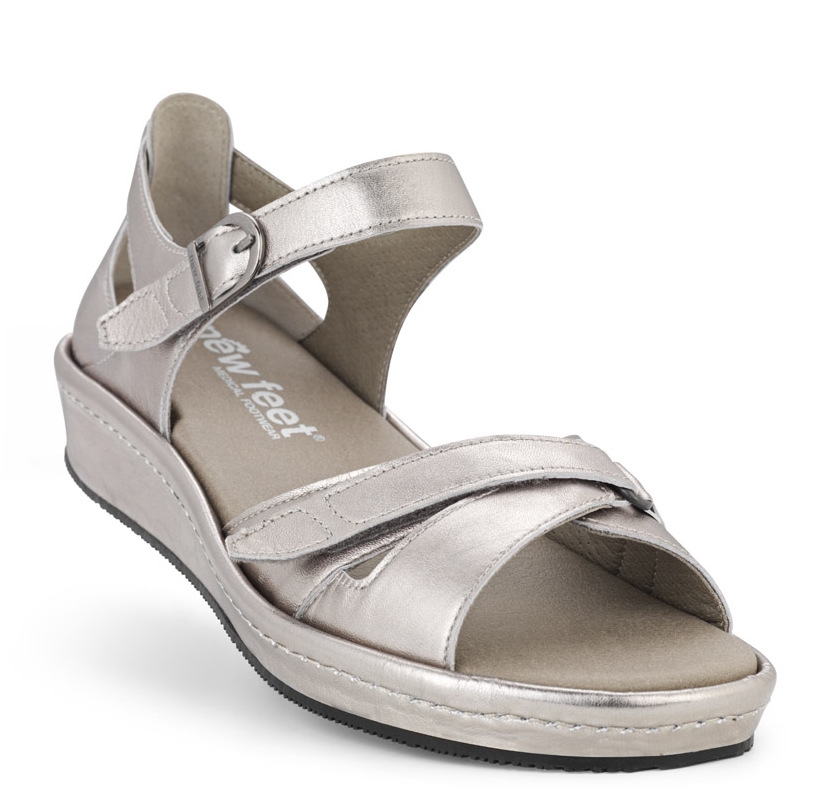 1-191-12-2155_b New Feet Sølv Sandal m/hælkappe - Billede 1