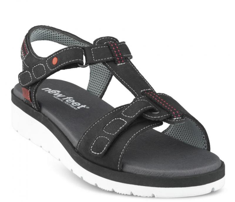 1-41n151-o-bla-fl New Feet Sort sandal m/velcro - Billede 1