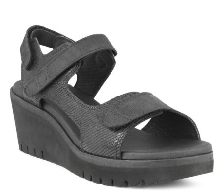 Sandal Sort Plateau glat læder