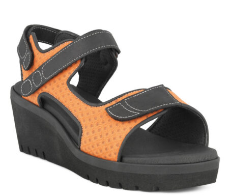 Sandal Orange Plateau glat textil