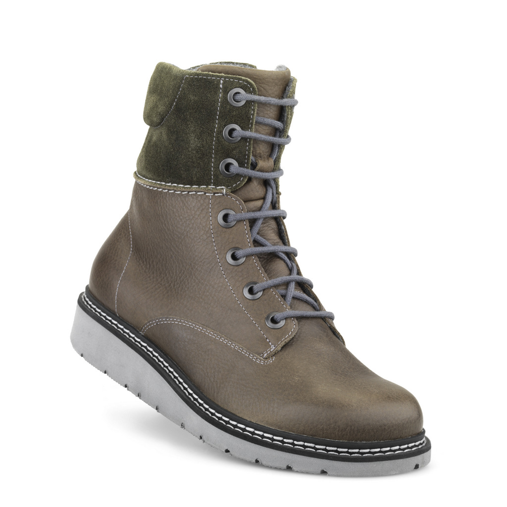 1-55n152-o-grn-fl New Feet Snørestøvle Grøn skind - Billede 1