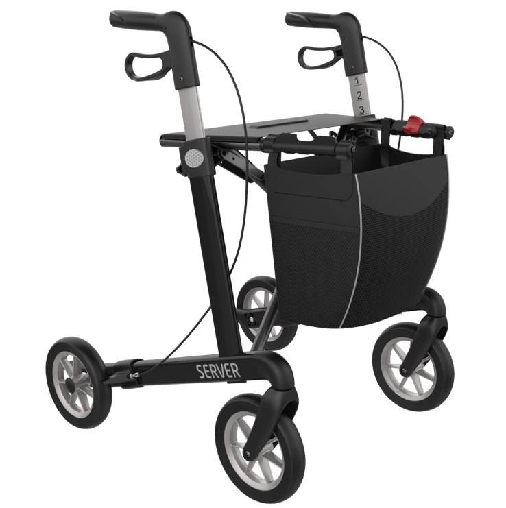 1-ac444-2 Rollator Server Sort Med Soft Hjul - Billede 1