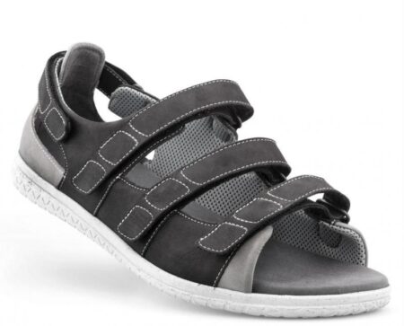 Herre sandal Sort str.45 m/3 remme