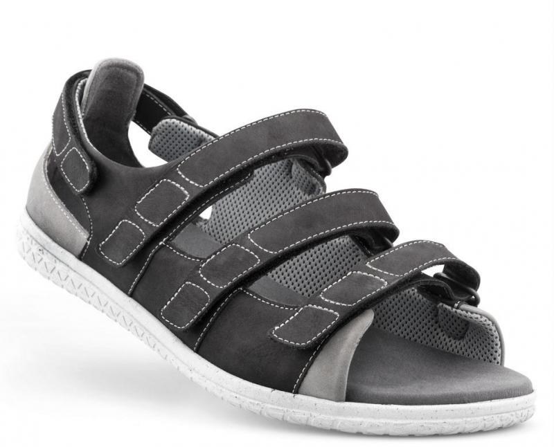 1-n10127-o-bla-fl_2 Herre sandal Sort str.45 m/3 remme - Billede 1
