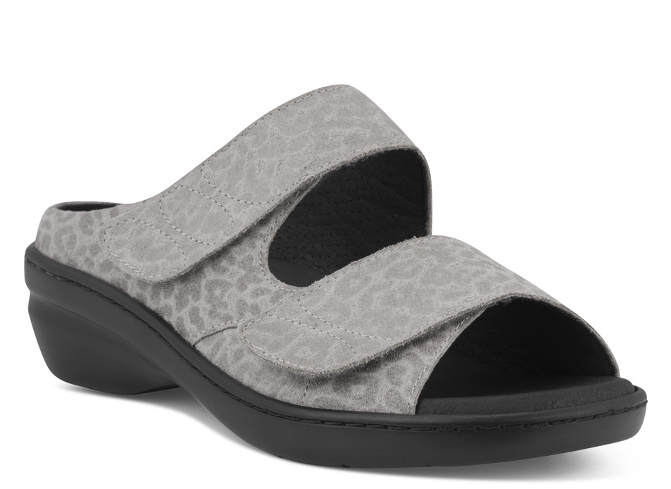 1-n10190-n-gry-fl-001 New Feet Grå Slippers med Velcro - Billede 1